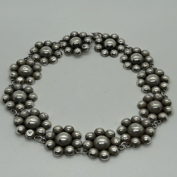 Jewelry - Rare Taxco Vintage Mexican Sterling Silver Flower Link Necklace